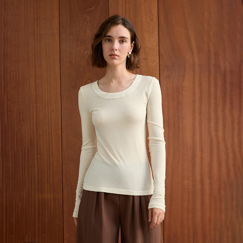 Waiwaiaiem Yy_Crew Neck Slim Basic Top