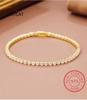 2mm Moissanite Tennis Bracelet for Woman Men 925 Silver Plated Gold Hip Hop Chain Round Bubble Diamond Bracelets
