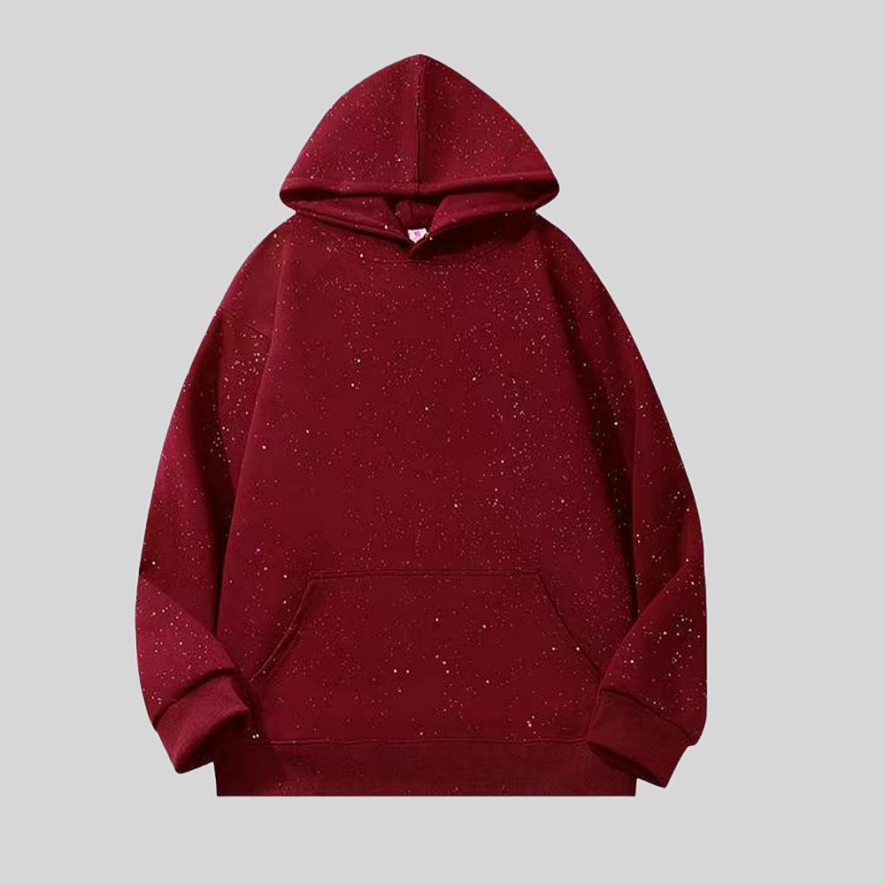 Heavyweight 320g Star Sequin Hoodie - Unisex, High-End, Rebellious, Round Neck for Autumn/Winter