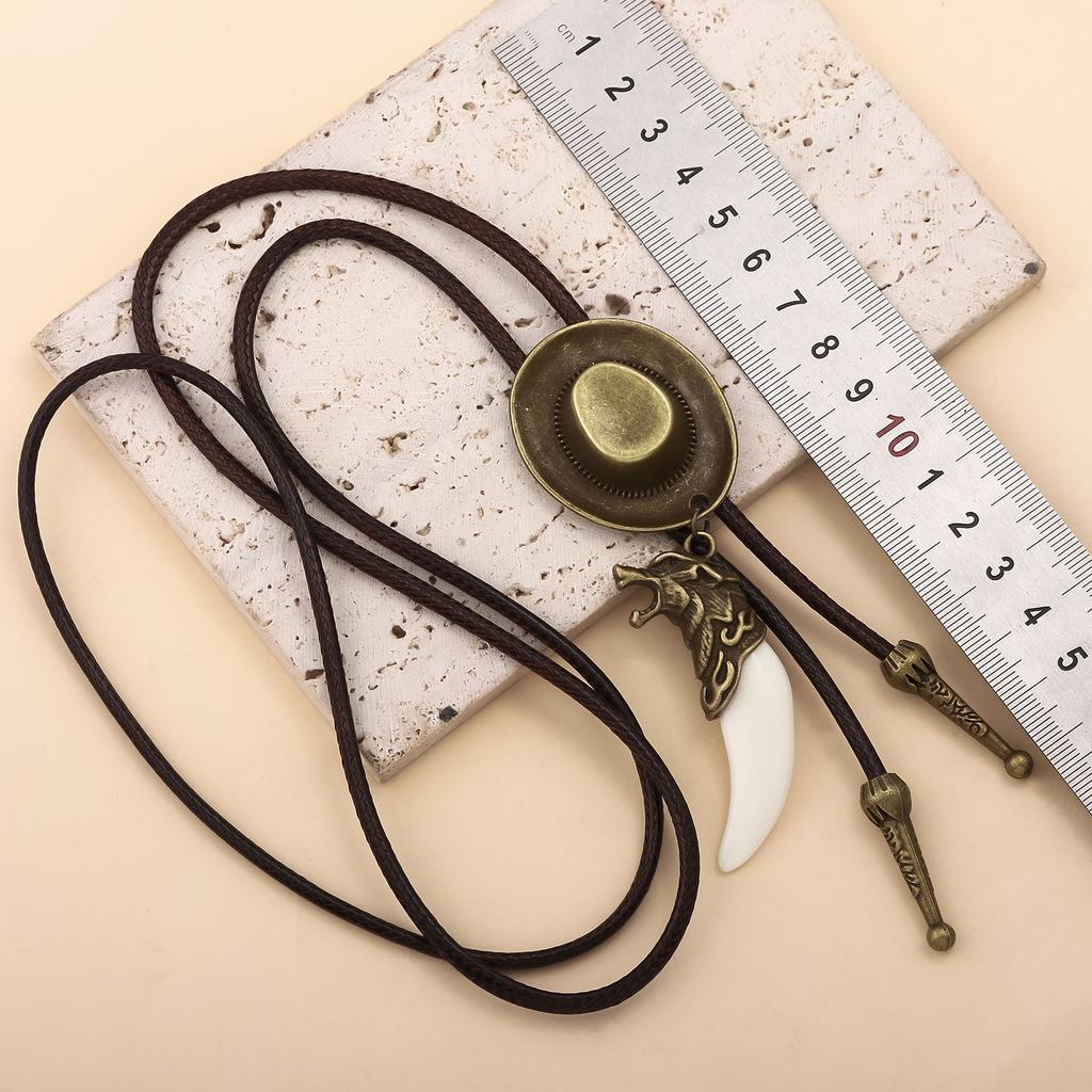 Classic Bolo Tie for Men Women Vintage Hat Pendant Viking Bolotie Necktie Western PU Leather Rope Tie Concert Shirt Tie Jewelry