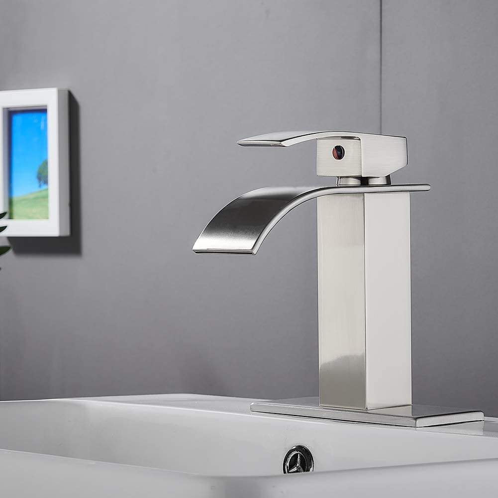 Modern Waterfall Basin Faucet 304 Stainless Steel Nickel/Black Washbasin Faucet Square Hot And Cold Mixed Bathroom Basin Tap