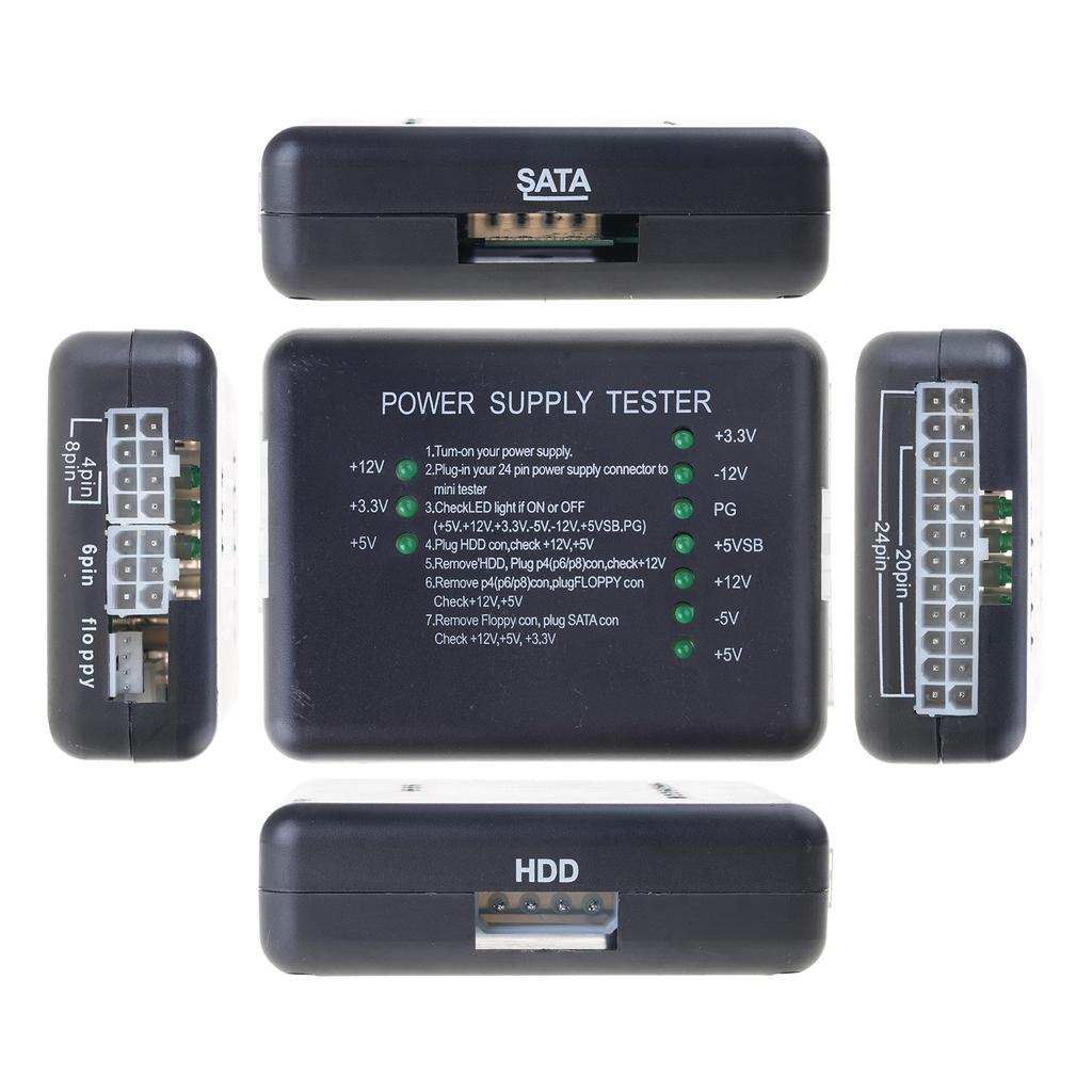 PC Computer HDD Power Supply Tester LED Indication 20 24Pin Diagnostic Tool Testing for Anode Cathodes 12V