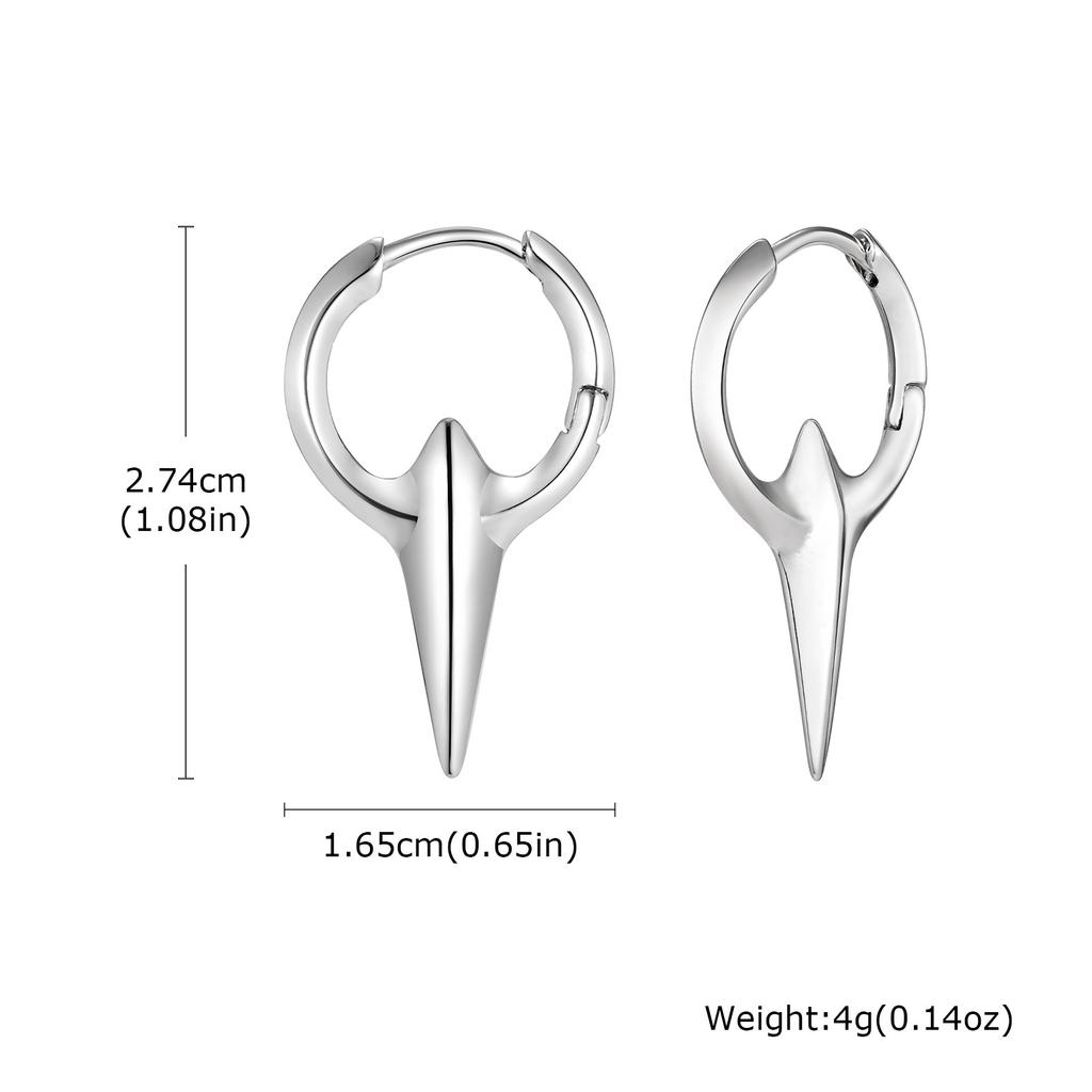 Taper Spikes Huggie Hoop Earrings for Men Boys,Black Color Geometry Metal Earring,Cool Punk Jewelry Gifts