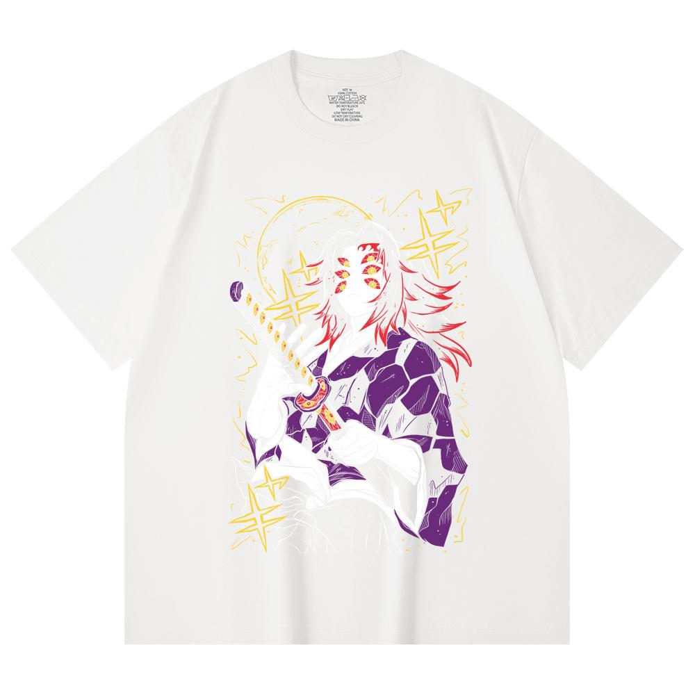 230 Gsm 100% Cotton Demon Slayer V35 Kokushibo Print Unisex Heavy Cotton T Shirt