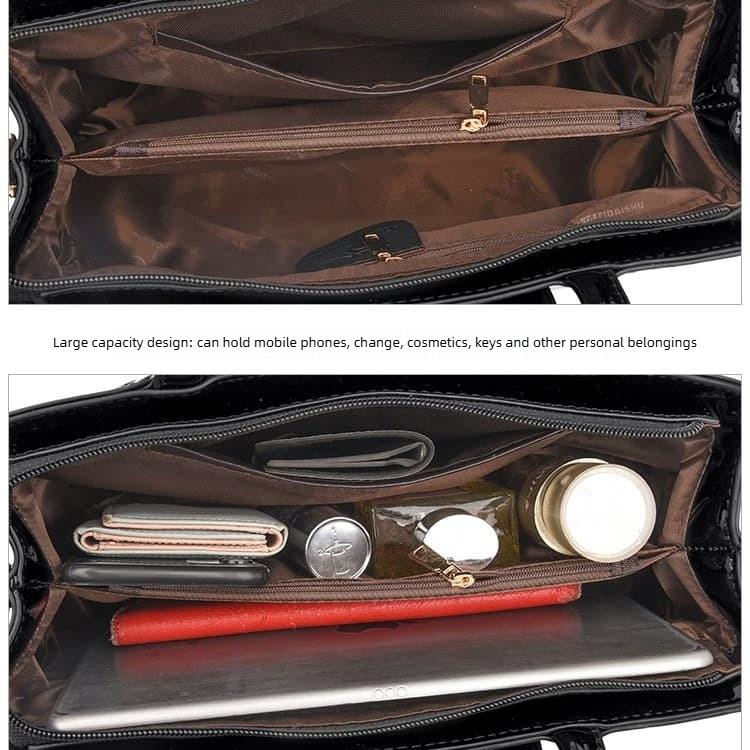 Geprägte glänzende Boston-Tasche Damen-Umhängetasche