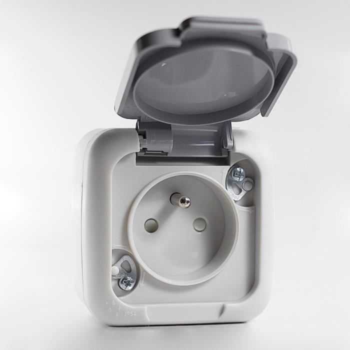 Lot de 5 Prise 2P+T étanche IP54 - Viko by Panasonic - Gris - NF