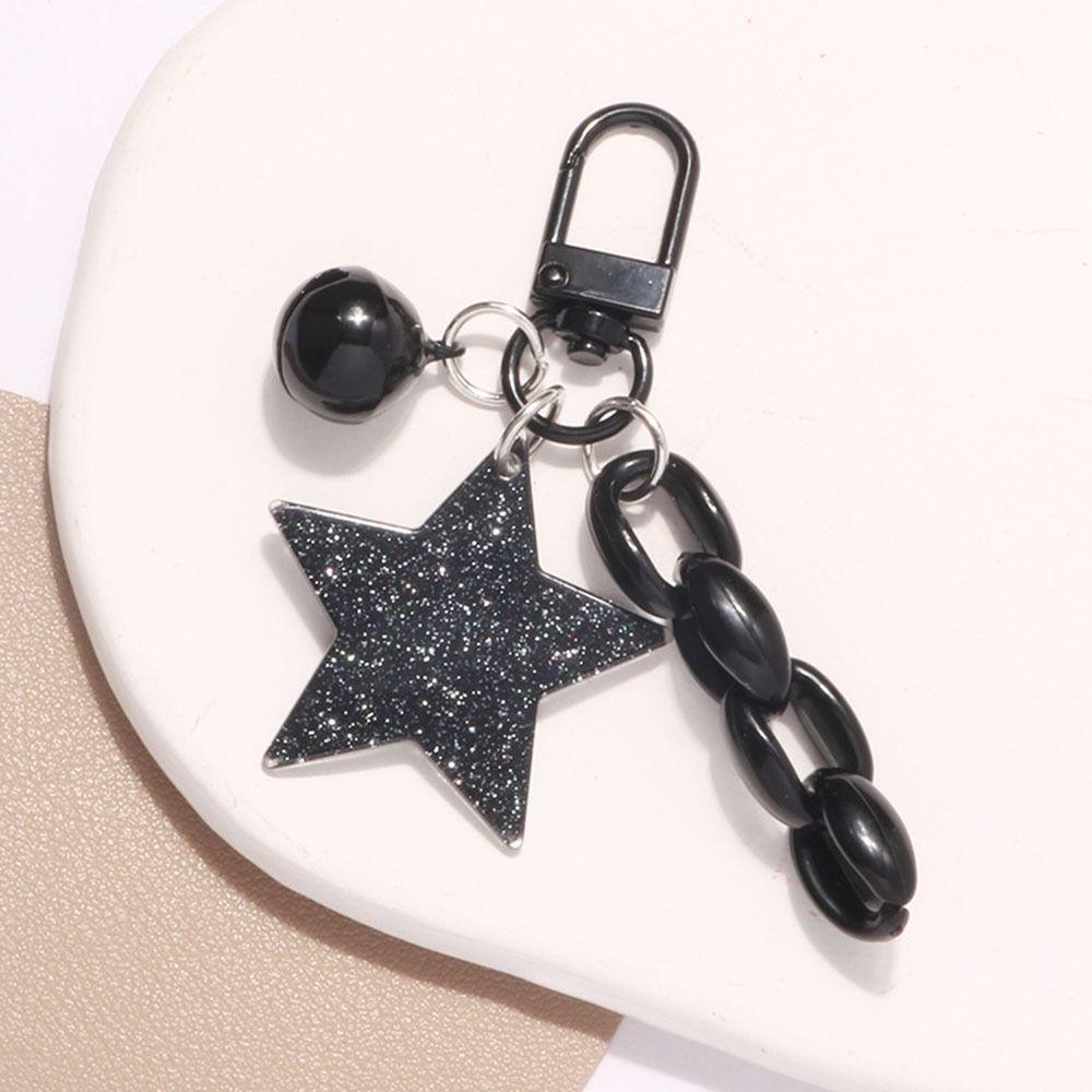 Ornament Glitter Stars Pendant Pink and Black Y2K Jewelry Keychain Cartoon  Keychain  Women Men