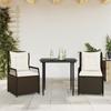 Vidaxl 3-Cz. Garden Furniture Set With Cushions, Brown, Poly Rattan