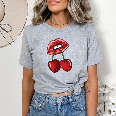 Grafiskt tee-tryck Kläder Läpp Rolig Akvarell Söt sommartopp Dam Kvinnlig T Casual Dammode Kortärmad T-shirt