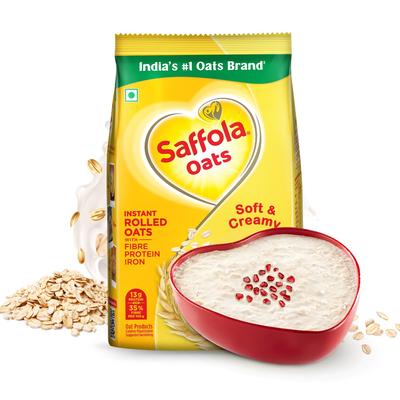 Saffola Oats | 1kg | Instant Rolled |Soft & Creamy |Power of Protein, Iron & Fibre | Nutritious Grain[weight May Vary]