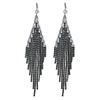 Premium zwarte strass lange oorbellen met kwastjes