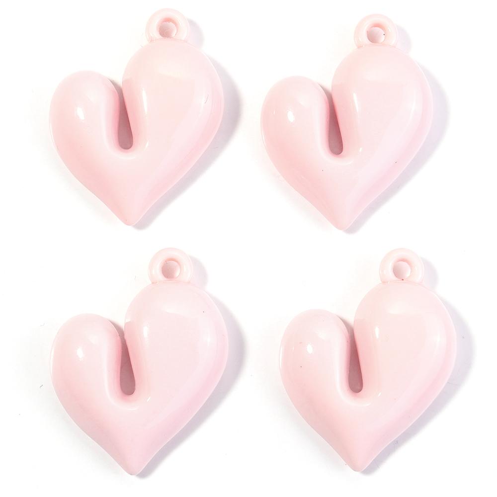 4Pcs Irregular Heart Shape Acrylic Beads Charms Colorful Pendant Loose Beads For DIY Bracelet Necklace KeyChain Jewelry Findings