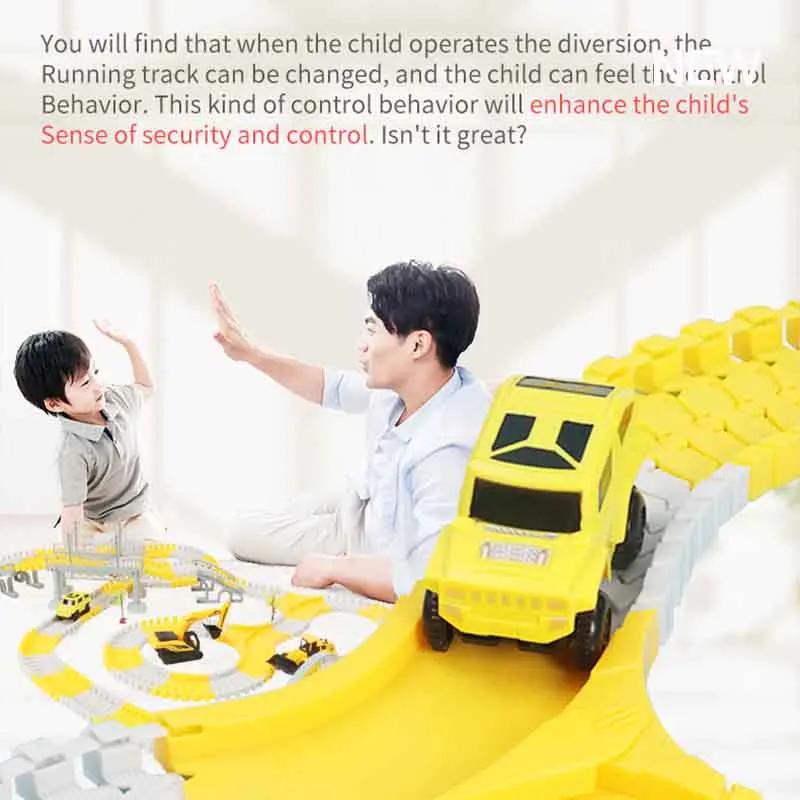 137-467Pcs Children Electric Track Toy Car Engineering Car Kids Educational Toys Track Car Train Toys For Children Birthday Gift