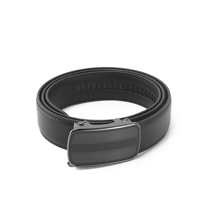 New Men's Real Beef Two layer Leather Open Edge Wear Automatic Buckle Belt Film Business Casual Men's Belt