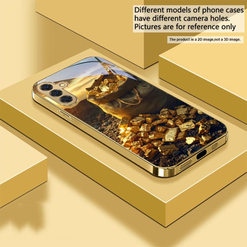 Dunkler Jute-Geldbeutel Für Samsung Galaxy S26 S20 FE S21 S22 S23 Plus S24 Ultra 25Ultra S21+ S9 S22 S8 Goldenes Glas-Handyhülle