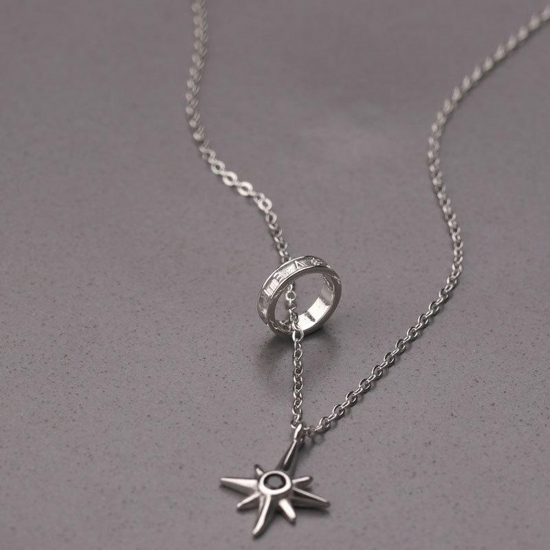 Eight-pointed Star Ring Necklace Temperament Geometric Design Sense Collarbone Chain Cold Style