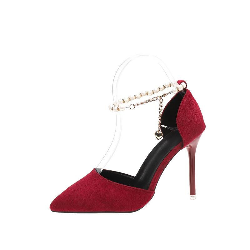 

Мода 2025 Лето Новые Женские Туфли на Невысоком Каблуке Модные С Острым Носком На Тонком Каблуке С Ремешком и Пряжкой из Бусин для Вечеринки и Платья 40