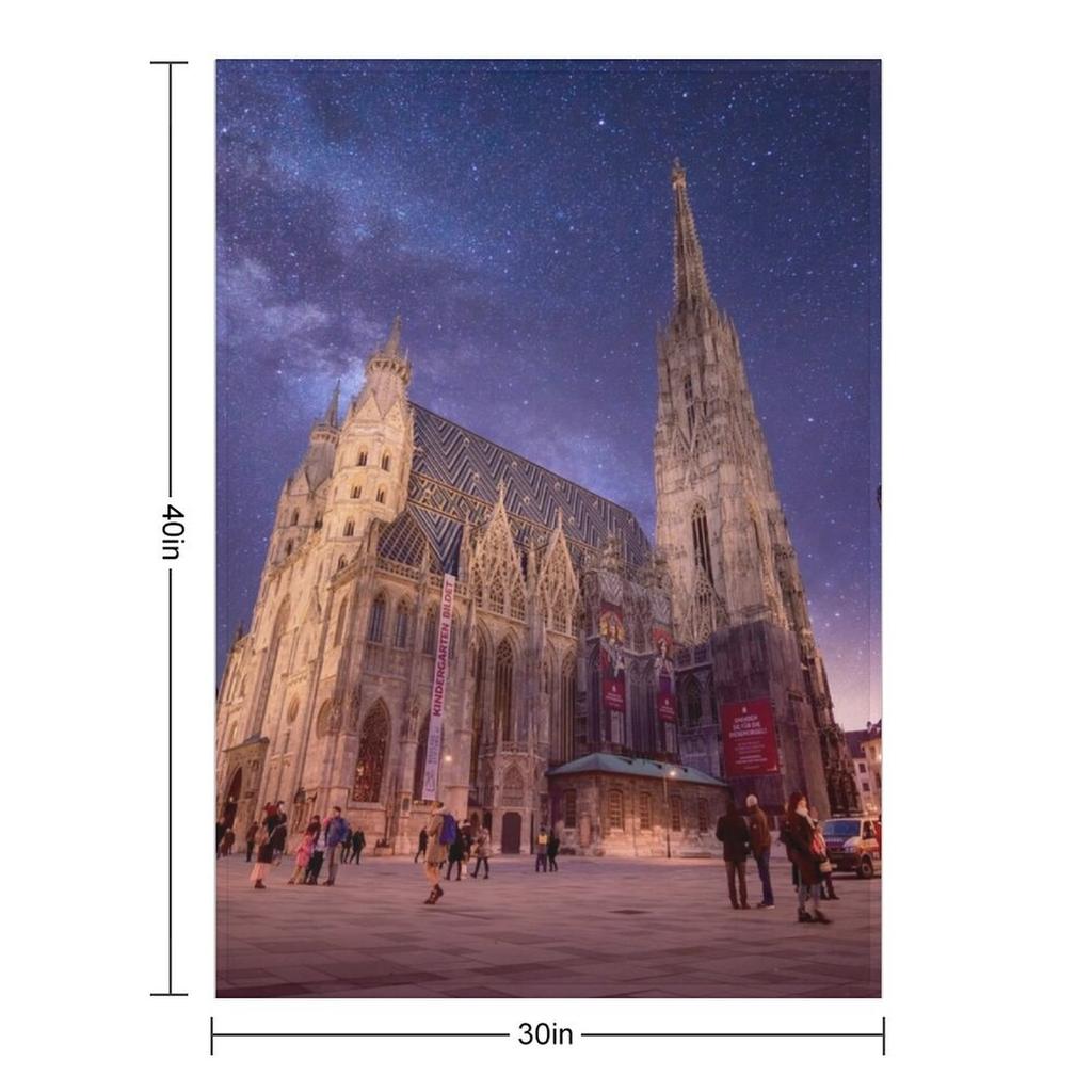 St. Stephen's Cathedral At Night In Vienna, Austria Throw Blanket Valentine Gift Ideas Sofa Bed Funny Gift Decoratives Blankets
