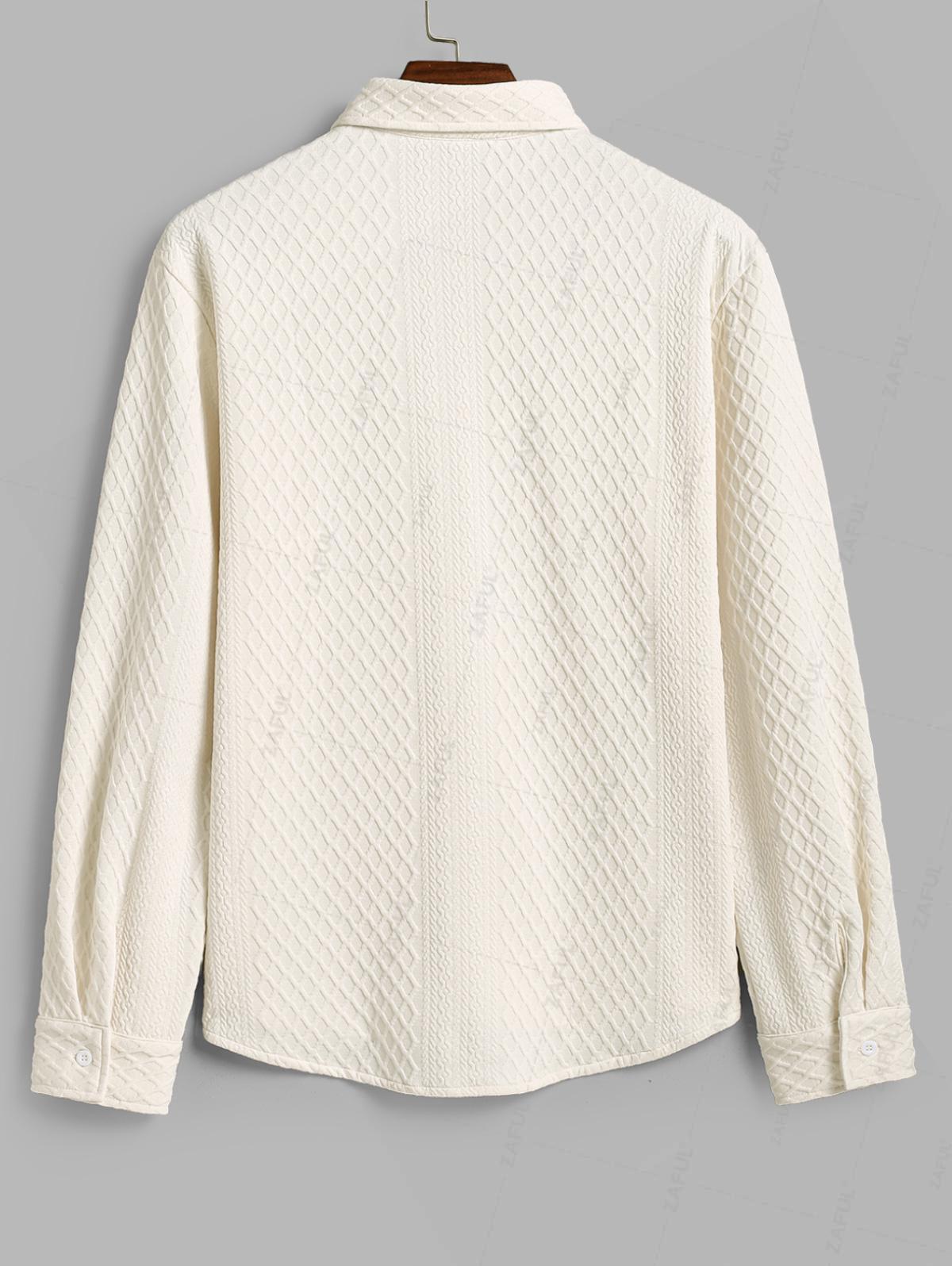 ZAFUL Мужская рубашка Air Cotton с геометрическим жаккардовым узором и длинными рукавами — фото 2