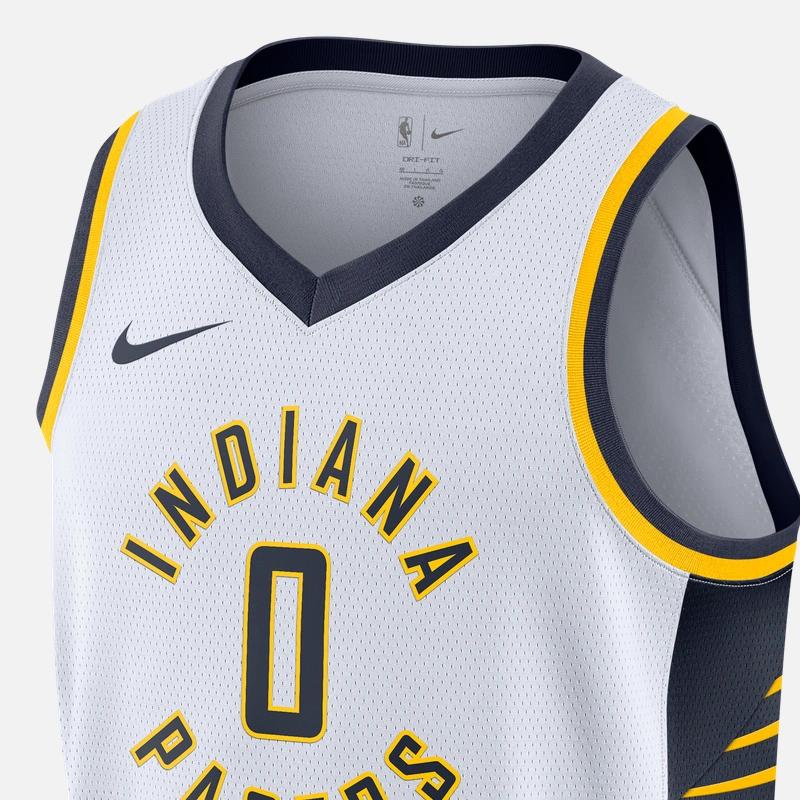 Nike NBA Haliburton Pacers 0 Nummer Limited Edition SW Jersey Basketballvest Herre drakter Hvit DN2079-103