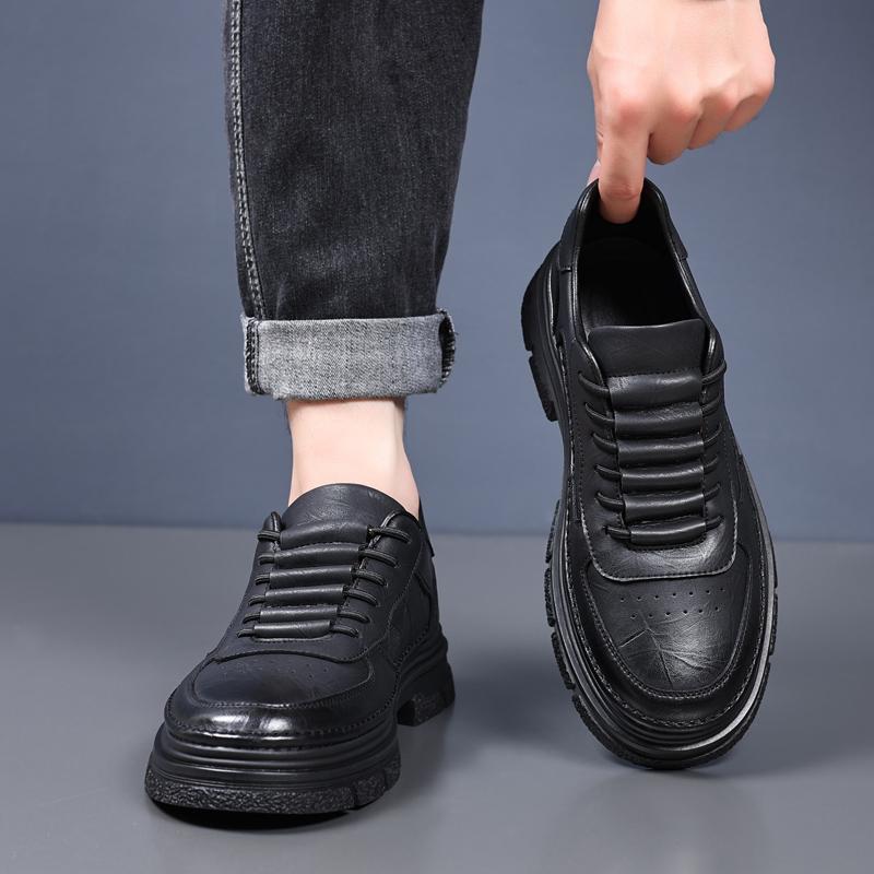 Fashion Platform Men Business Shoes Luxury Brand High Quality Oxford Shoes Men Casual Lace Up Dress Footwear Leather Mens New Sneakers