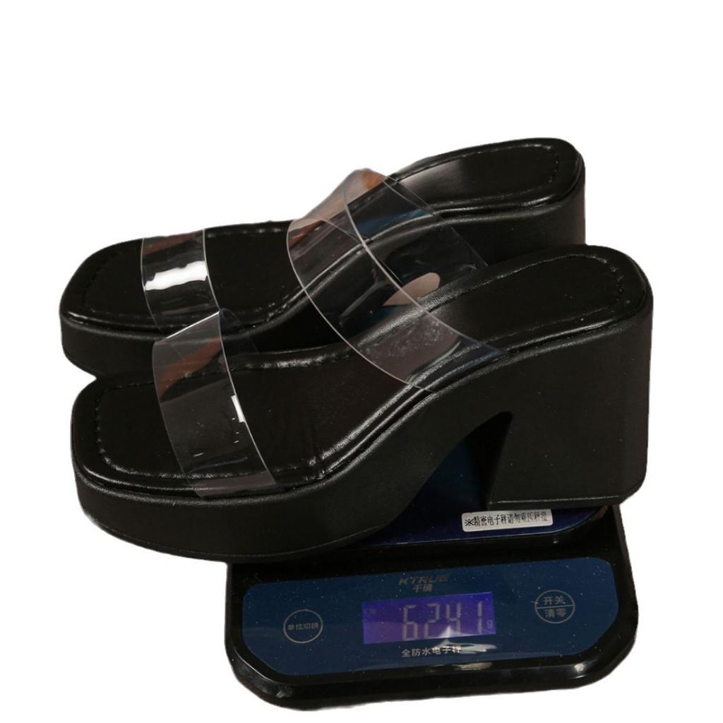 Outer Size Large Size Cool Slippers Female 2025 Spring New Internet Celebrity Fairy Style Fashionable and Comfortable Wear Thick High Heel Sandals Fem