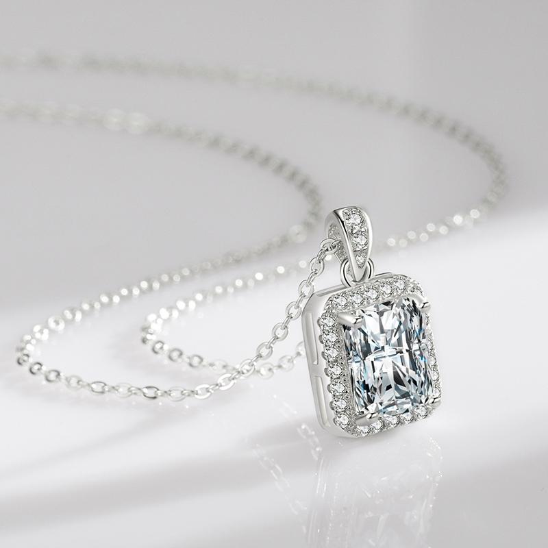 Modian 925 Sterling Silber Rechteck 5A Zirkonia Funkelnde Anhänger Halskette Kette Charm Hochzeit Verlobungsschmuck Für Frauen