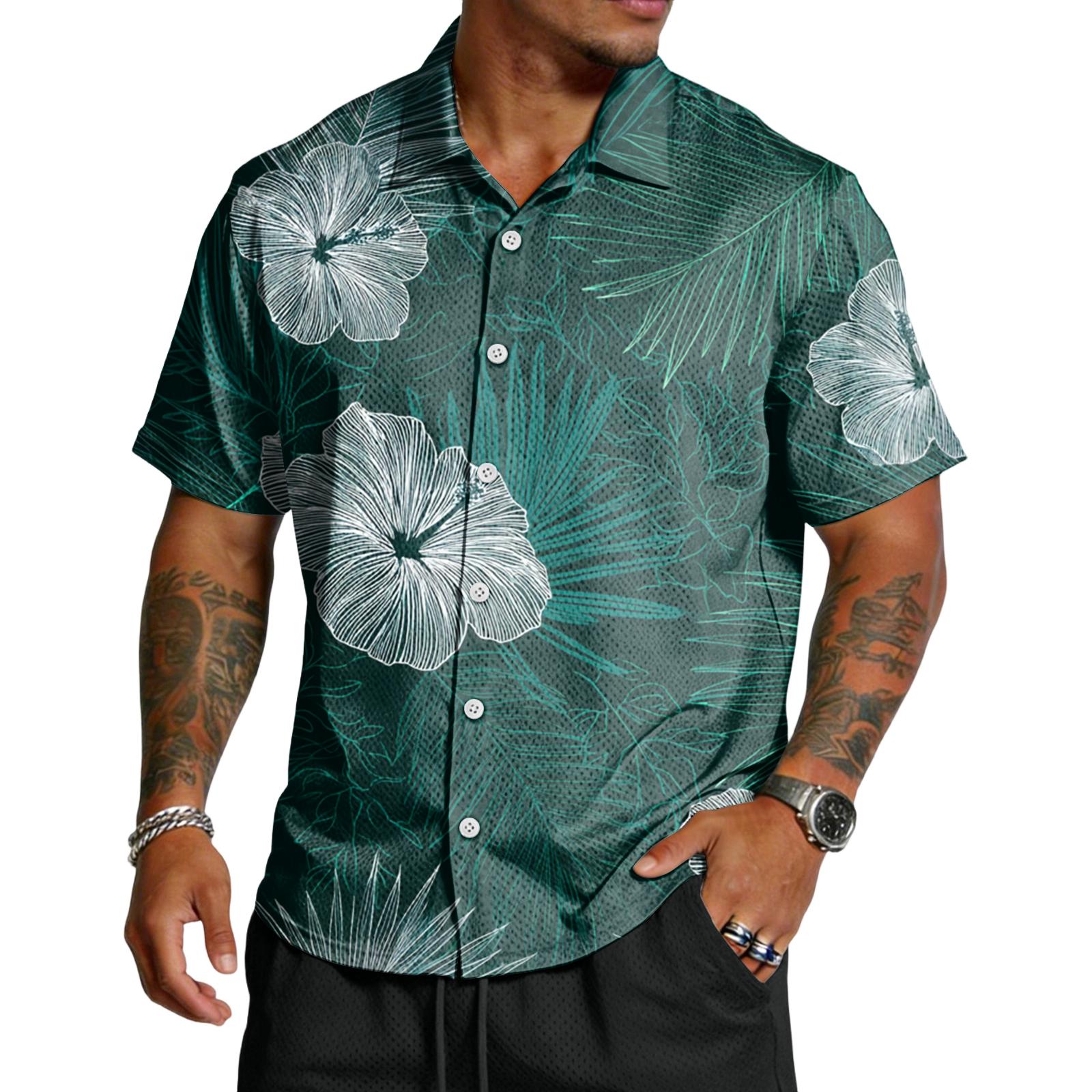 Мужская повседневная легкая дышащая рубашка с коротким рукавом XL