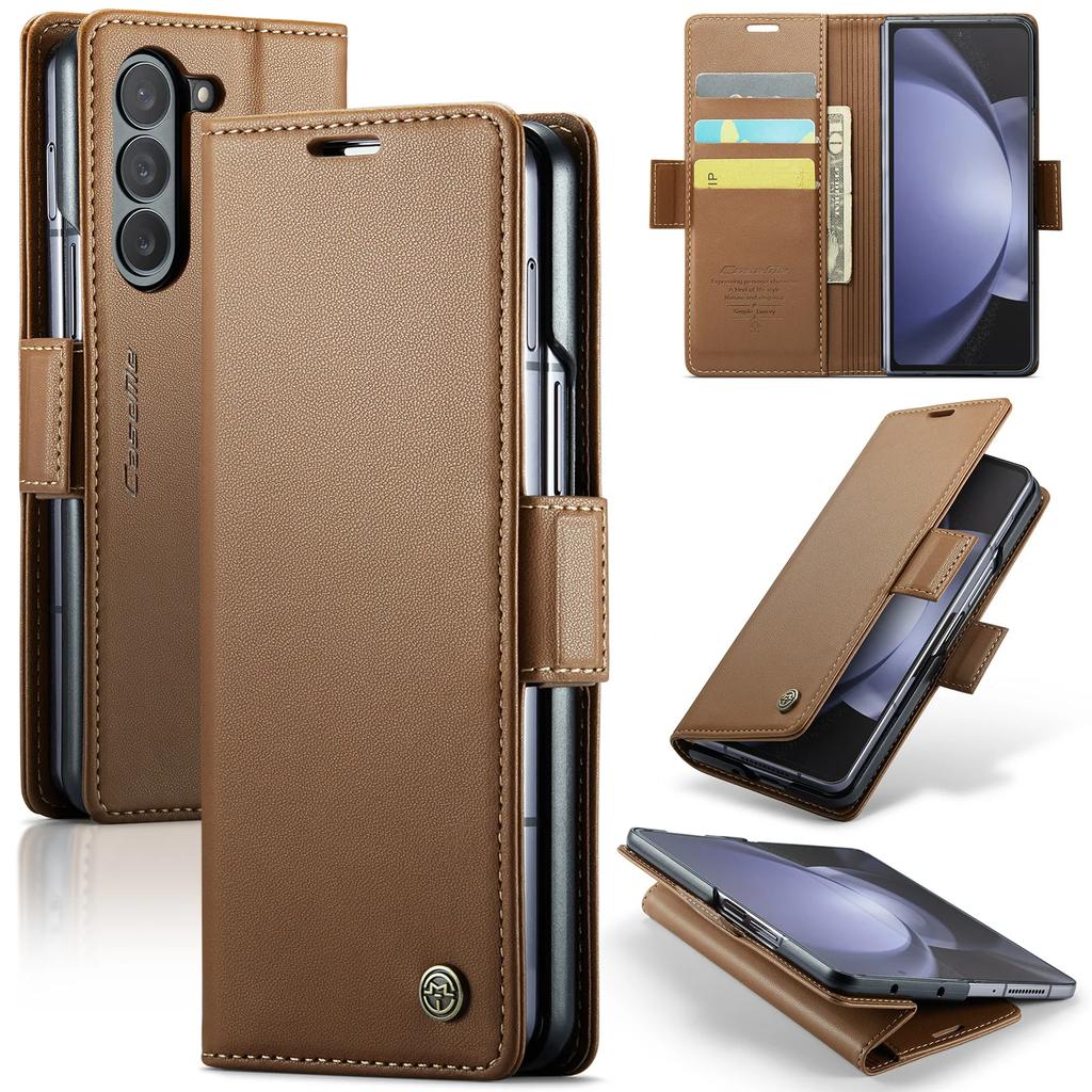 Business Style Folio Flip Leather Case for Samsung Z Fold 8 Ultra 7 6 5 Fold7 Magnetic Kickstand Card Holder Wallet Phone Cove
