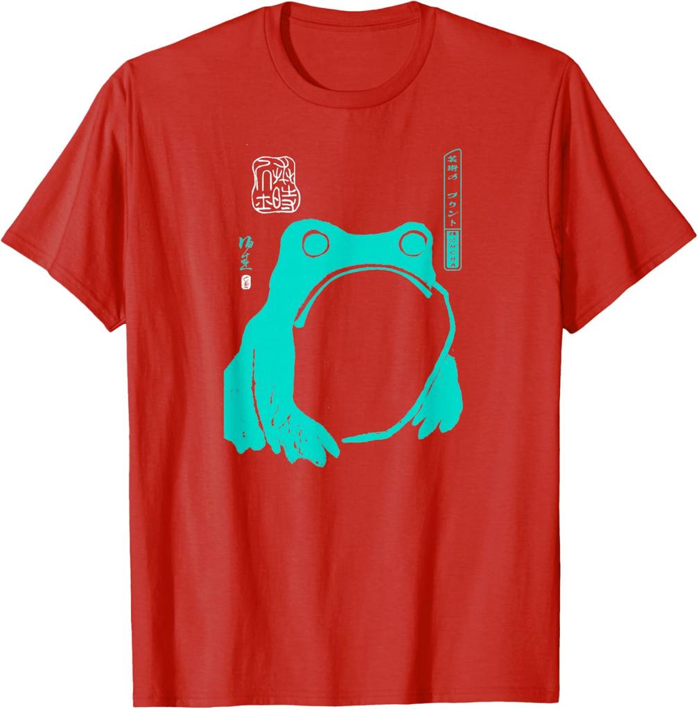 Japanese Frog Art Graphic Tee Vintage Sumie Ink Style Casual Cotton TShirt