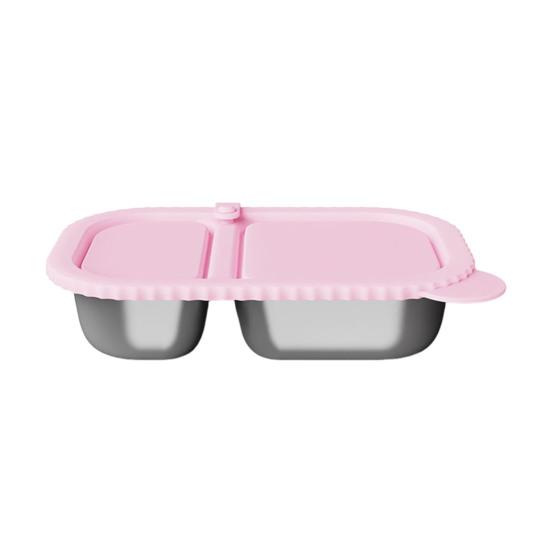 Opakovaně použitelná silikonová svačinová nádoba 2-přihrádková nepropustná krabička na potraviny pro omáčky ořechy myčka nádobí bezpečná krabička na svačinu