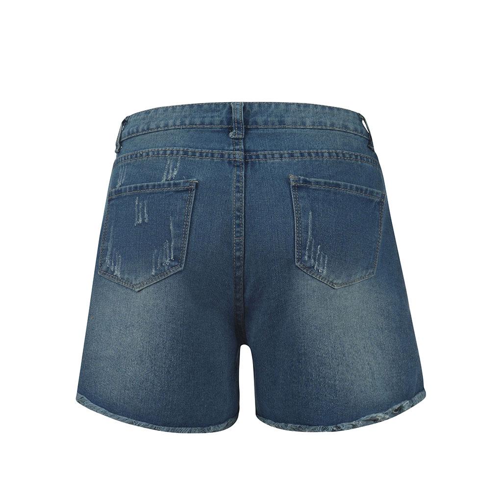 High-Waisted Ripped Washed Denim Shorts - Women's Summer Hot Pants