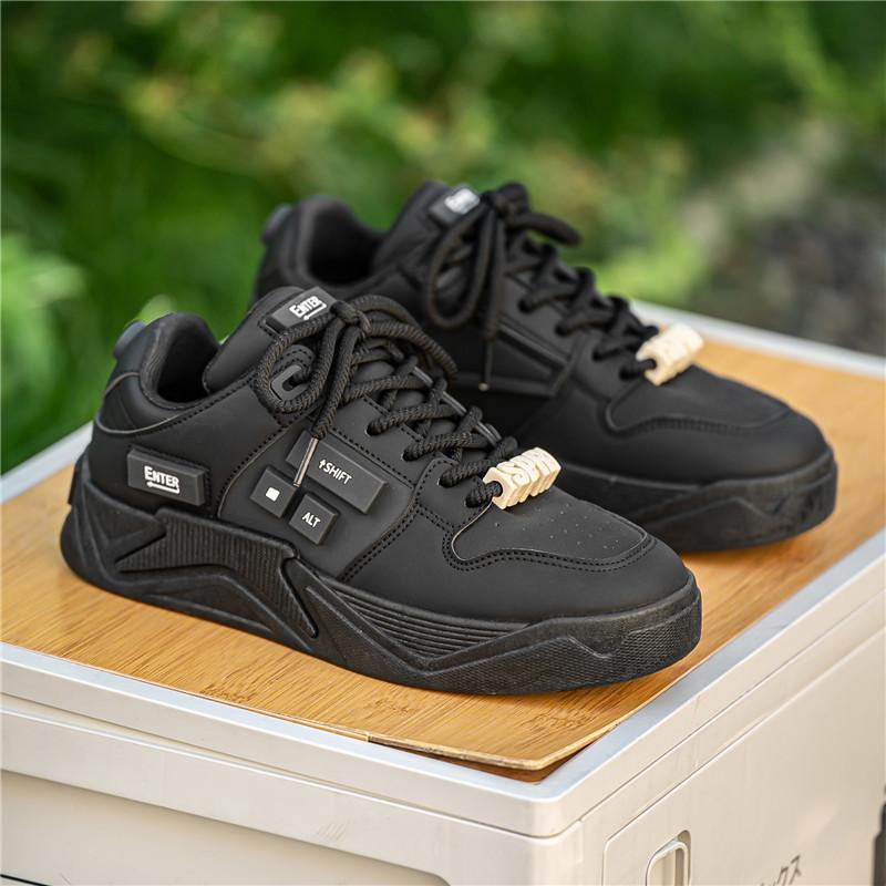 

2024 summer and autumn new men s shoes Korean version of trendy dad shoes keyboard grid trendy shoes men s sports shoes casual shoes 45 чёрный