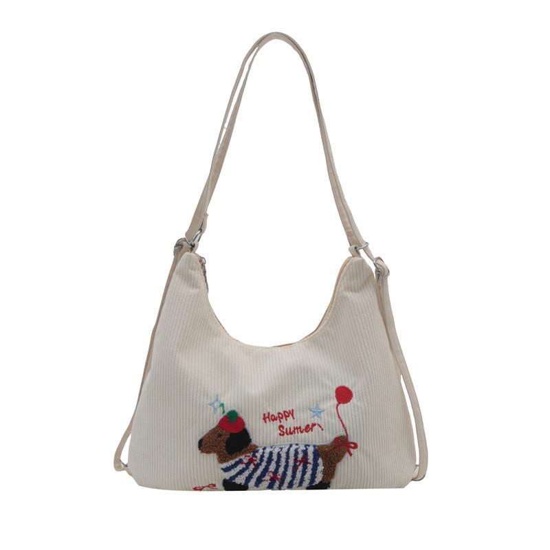 Fashionable Large Capacity Corduroy Tote Bag For Women Stylish Casual Fall Use