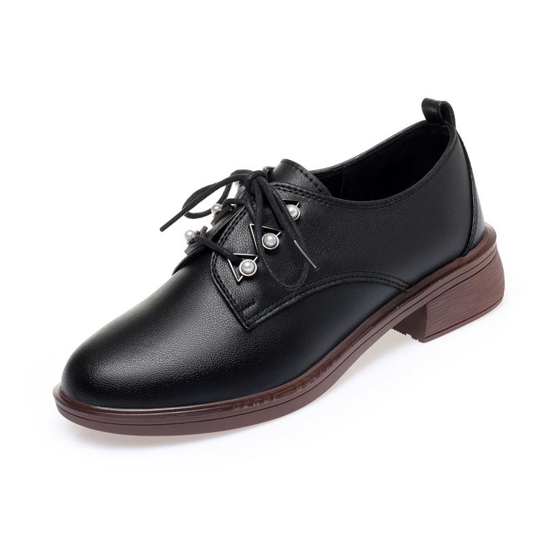 

Модная женская обувь AIYUQI больших размеров 41 42 43 из натуральной кожи, повседневные женские оксфорды, обувь на шнуровке в британском стиле для женщин 43 чёрный