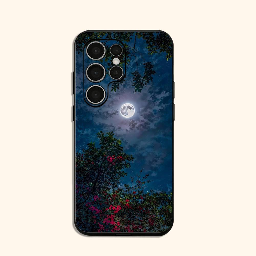 

Moon and Flowers Phone Case for Samsung Galaxy S24 S22 S20 S23 S21 S20 Print Silicone Cover Samsung S26