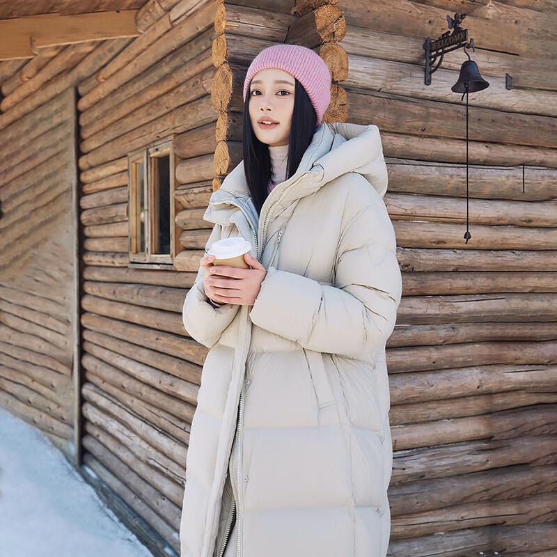 Tamboer Women's Long Hooded 90% Down Puffer Jacket