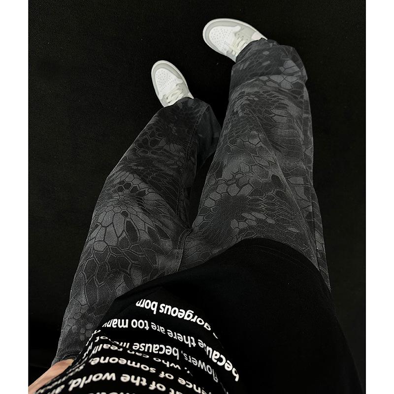 Men's Retro Snake Pattern Camouflage Casual Canvas Pants