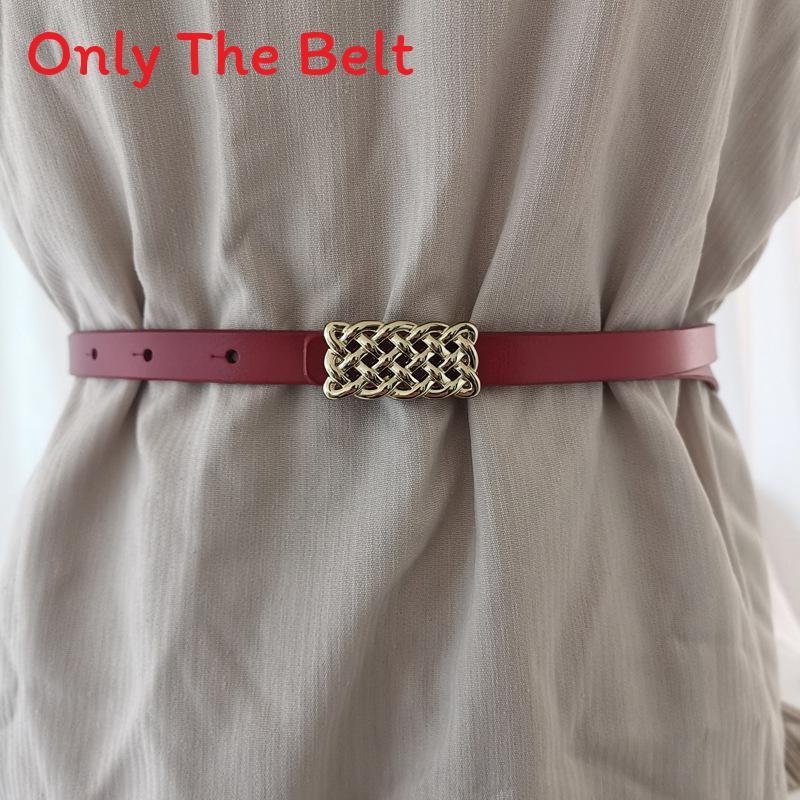 Womens Genuine Leather Skinny Belt For Dress And Coat Fashion Accessories For Winter Season