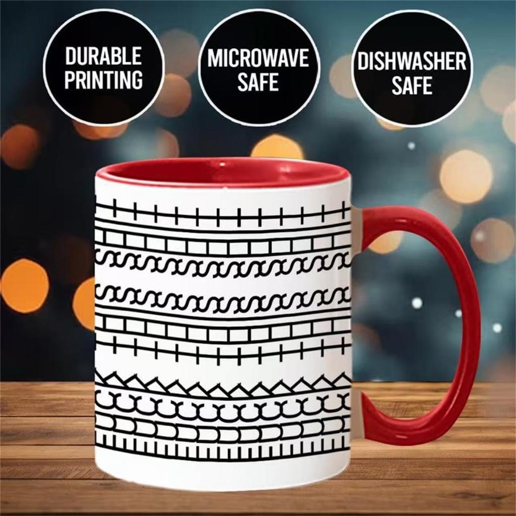 Hidden Message Coffee Mug - Sarcastic Novelty Cup with Black Geometric Design, Hand Wash Only, Funny Office Gag Gift , Coffee Cup