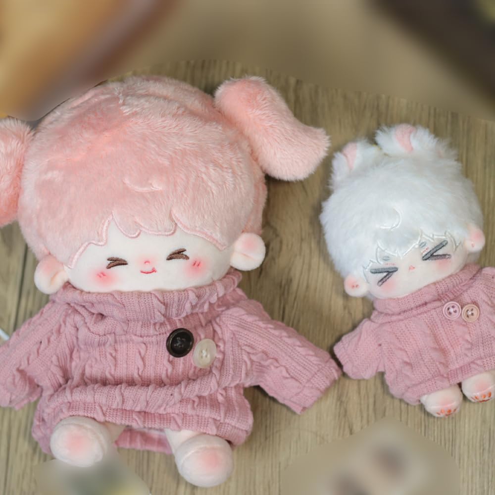 Niannyyhouse 10cm-15cm 20cm Plush Clothes, Turtleneck Sweater, Cotton Doll Clothes, Dress-Up (Pink, 10cm-15cm)