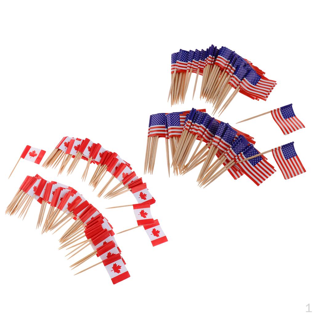200 Pieces Decorative Flag Toothpicks Party Food Decorations +Canada