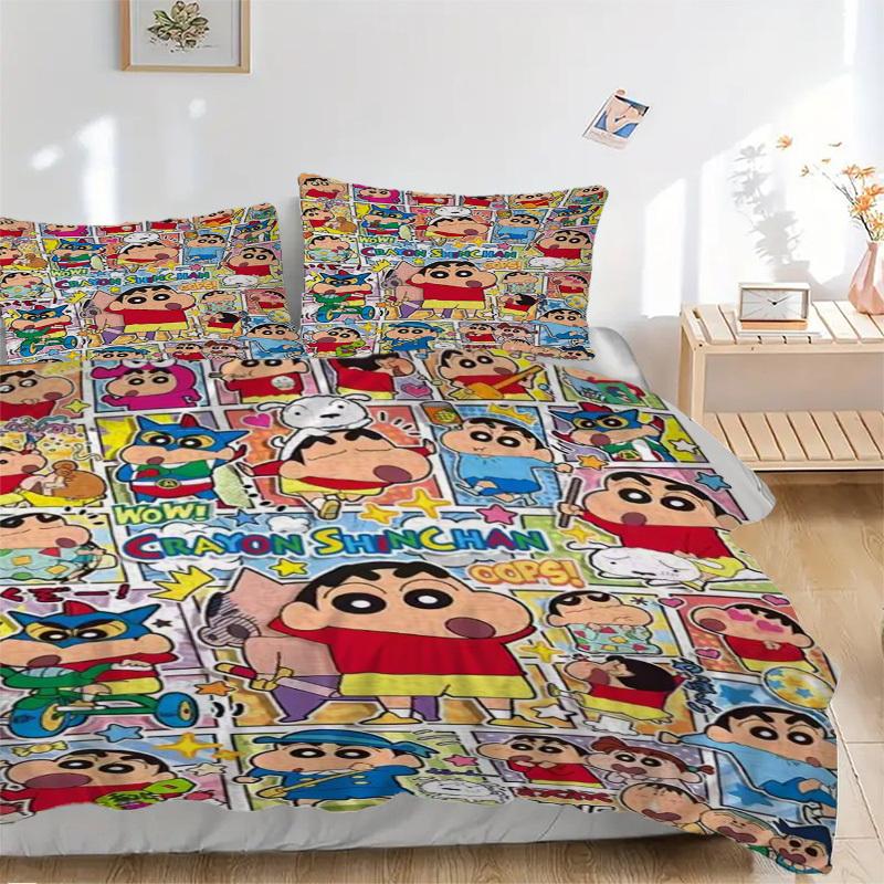 

3pcs Crayon Shin-chan Duvet Cover Set, 1 Duvet Cover + 1/2 Pillowcases (No Insert), Double Bed Duvet Cover, Bedding Set, Bedding, Seasonal B 135x200cm
