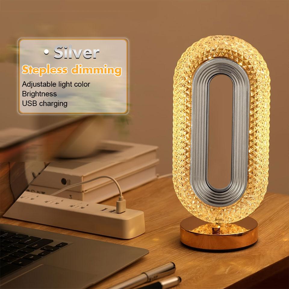 

Светодиодная настольная лампа с USB-зарядкой, сенсорным выключателем, светом для украшения комнаты, светом для чтения, офисными настольными аксессуарами, светодиодными прикроватными лампами, ночником серебряный