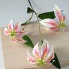 Artifical Lily Flower with 3 Heads Full Bloom And Leaves Long Stem Faux