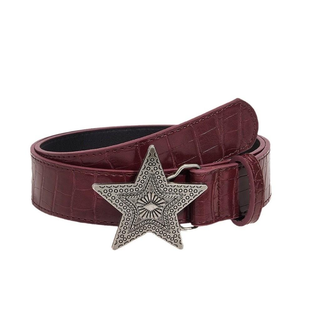 Red Fashion Jeans Belt Five-pointed Star Buckle Hip-hop Waistband Retro Women's Belt