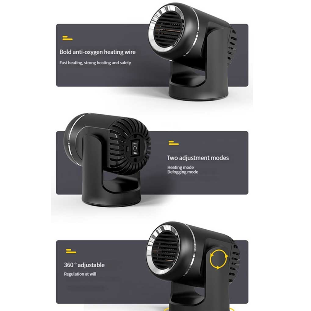 Car Interior Electric Heater Windshield Defogger Truck RVs Vehicle Windscreen Demister Heating Fan Automotive Automobile