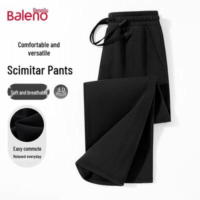 Baleno Men's Solid Color Relaxed Fit Curved Leg Pants