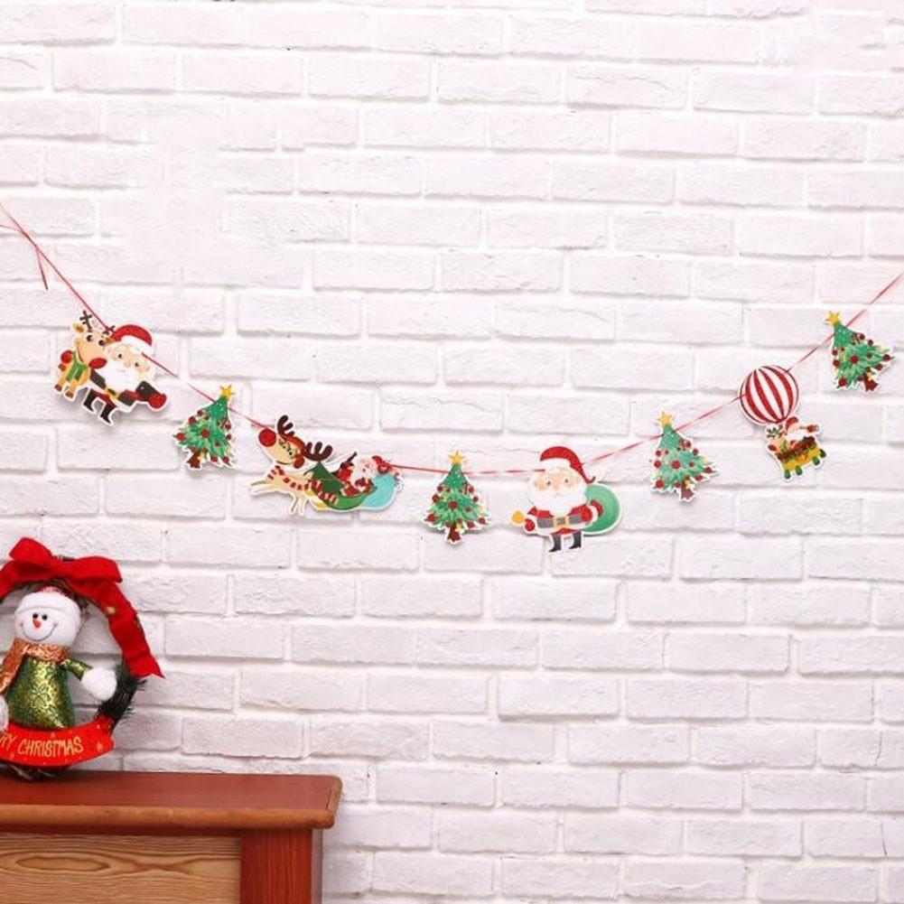 7 Styles New Cartoon Pull Flag Christmas Flag Christmas Decoration Supplies Birthday Wedding Decoration Hanging Flag