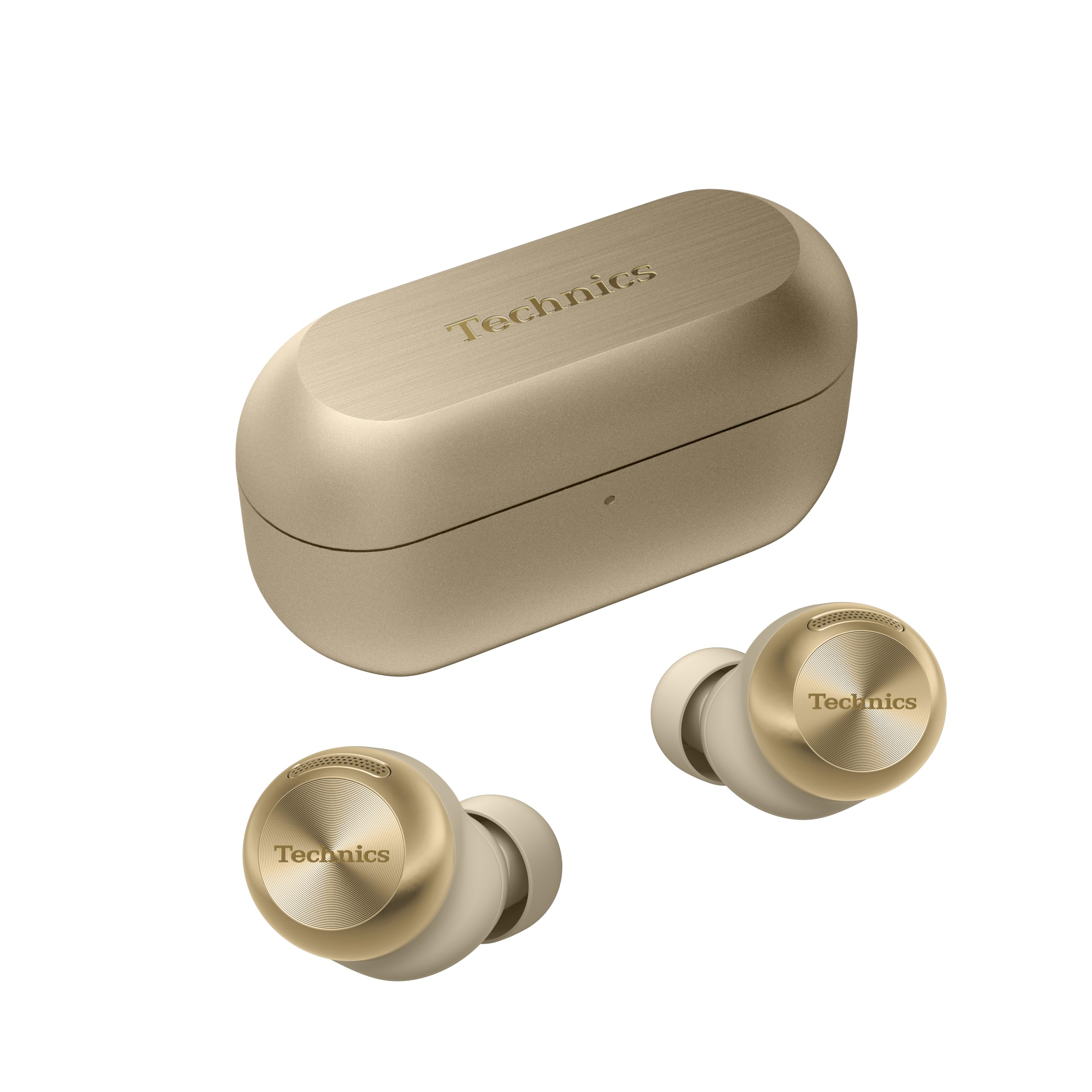 

Technics Wireless Champagne New Noise Audio Playback EAH-AZ100-N Earphones, Gold, Color, Cancelling, 3-Device Multi-Point, High-Resolution